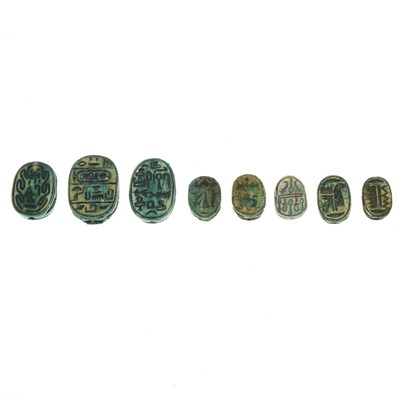 Lot 39 - A selection of eight Egyptian Revival scarab beetles