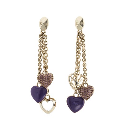 Lot 337 - Christian Dior, a pair of multi-chain heart...