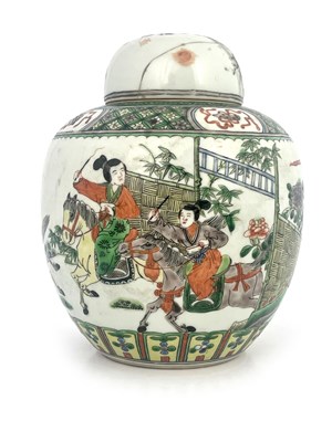 Lot 551 - A Chinese famille verte ginger jar and cover,...