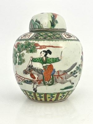 Lot 551 - A Chinese famille verte ginger jar and cover,...