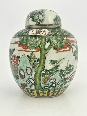 Lot 551 - A Chinese famille verte ginger jar and cover,...