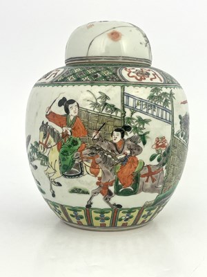 Lot 551 - A Chinese famille verte ginger jar and cover,...