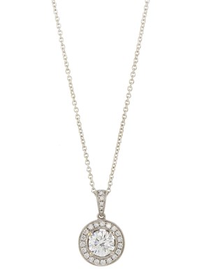 Lot 77 - An 18ct gold diamond single-stone pendant
