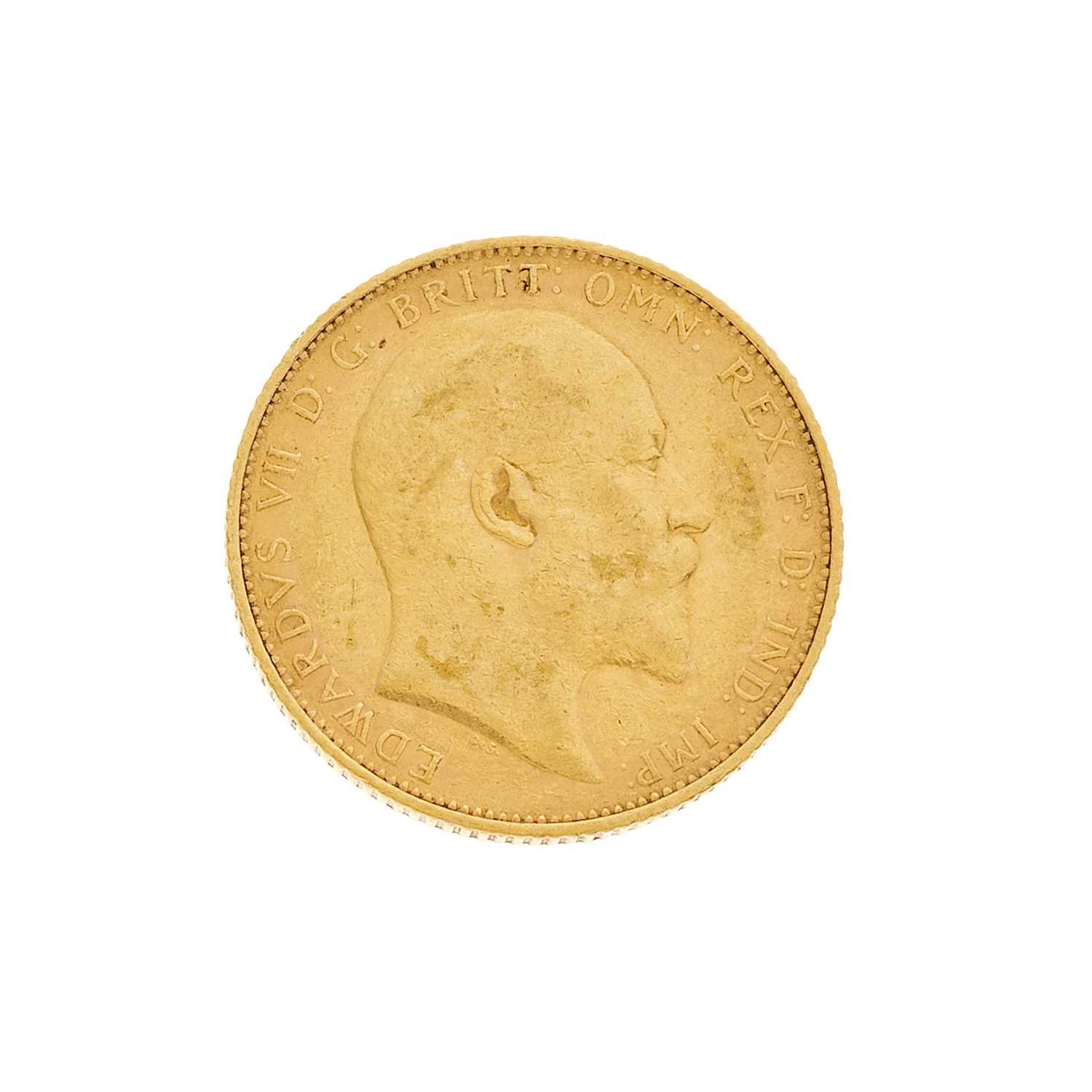 Lot 28 - Edward VII, a gold full sovereign coin dated 1905