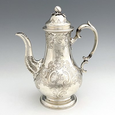 Lot 322 - A Victorian silver coffee pot, of baluster...