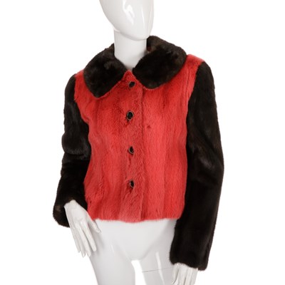 Lot 497 - A two-tone red and dark ranch mink jacket,...