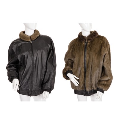 Lot 495 - A reversible mink and leather bomber jacket,...