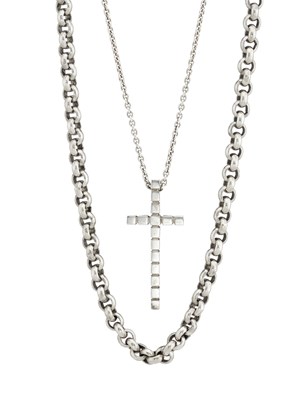 Lot 336 - Emporio Armani, a silver crucifix pendant and...