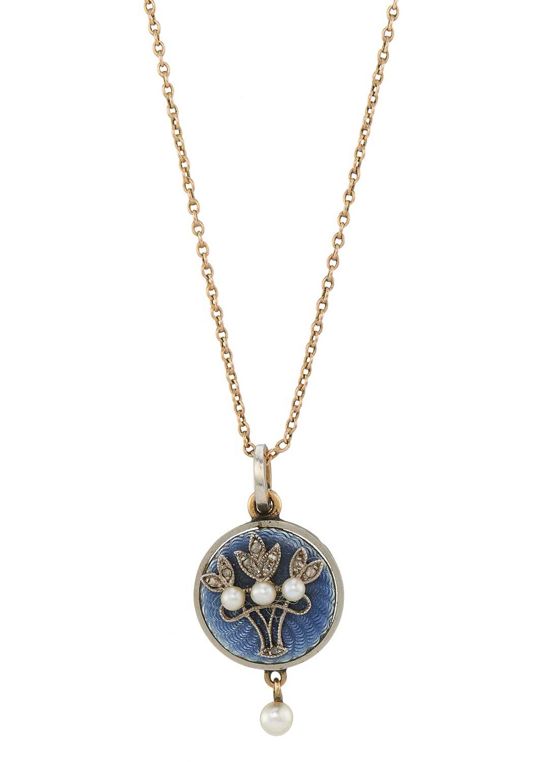 Lot 3 - A Belle Epoque enamel, pearl and diamond necklace