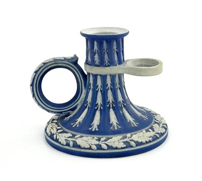 Lot 988 - A Wedgwood blue Jasperware chamber stick,...