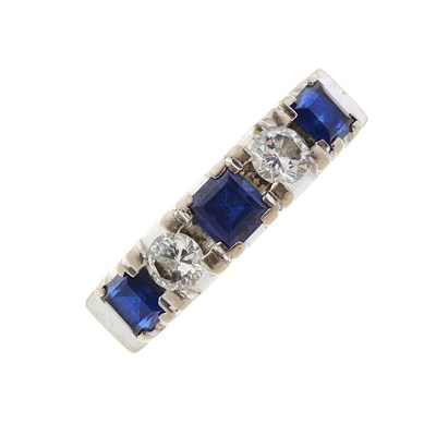 Lot 198 - A 14ct gold sapphire and diamond five-stone ring