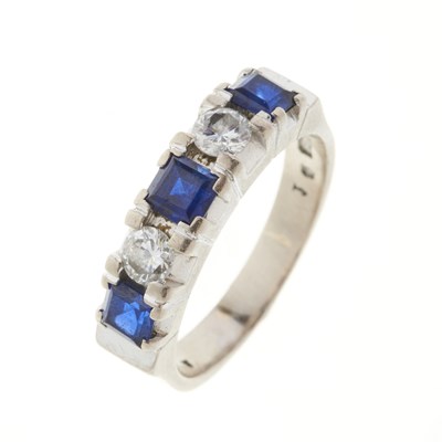 Lot 198 - A 14ct gold sapphire and diamond five-stone ring