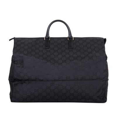 Lot 357 - Gucci, a tall black nylon GG weekend travel...