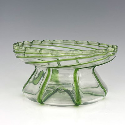 Lot 688 - A Stuart Arts and Crafts green trailed glass...