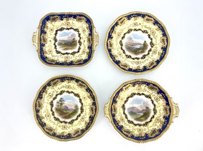 Lot 989 - A Coalport dessert dish, circular twin handled...