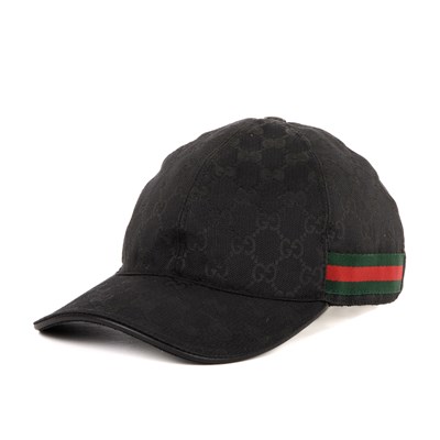 Lot 371 - Gucci, a black GG Web cap, crafted from the...