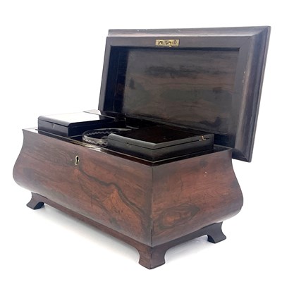 Lot 255 - A Victorian rosewood tea caddy, circa 1850,...