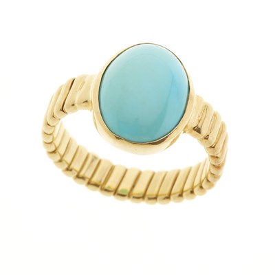 Lot 126 - An 18ct gold turquoise single-stone ring