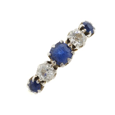 Lot 15 - An early 20th century 18ct gold sapphire and diamond five-stone ring