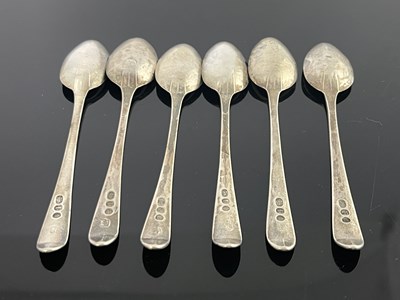 Lot 80 - A set of six George III silver teaspoons,...