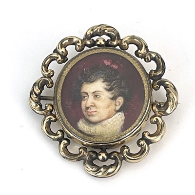 Lot 11 - A 19th Century oval portrait brooch, bust of a...