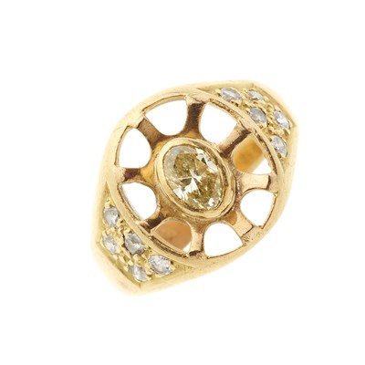 Lot 40 - An 18ct gold yellow diamond and diamond dress ring