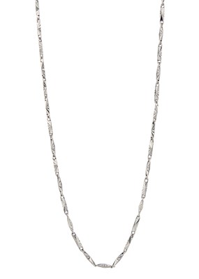 Lot 109 - A platinum fancy-link necklace