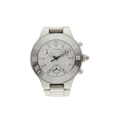Lot 244 - Cartier, a Chronoscaph 21 chronograph wrist watch