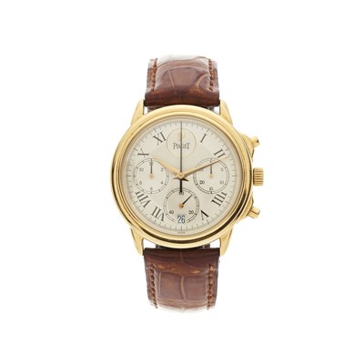 Lot 241 - Piaget, an 18ct gold Gouverneur chronograph wrist watch