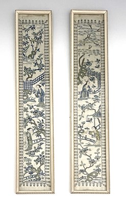 Lot 719 - A pair of Chinese silk embroidered sleeves,...