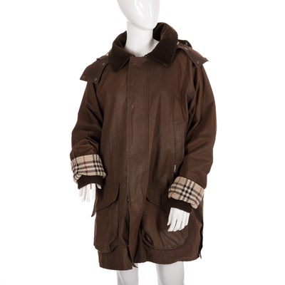 Lot 293 - Burberry, a men's coat, designed with a brown...