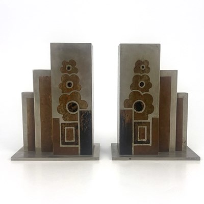 Lot 165 - A pair of Art Deco mixed metal vases, in the...