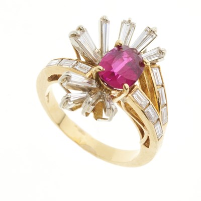 Lot 89 - An 18ct gold ruby and diamond dress ring