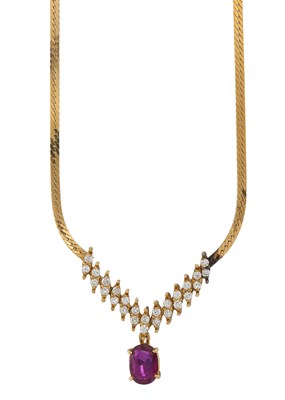Lot 56 - An 18ct gold ruby and diamond necklace
