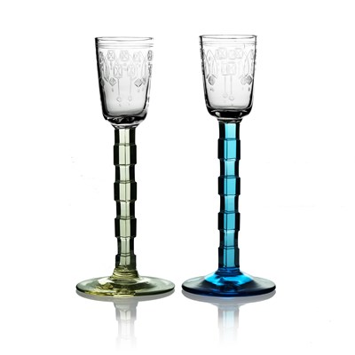 Lot 716 - Two Secessionist cut glass liqueur glasses,...