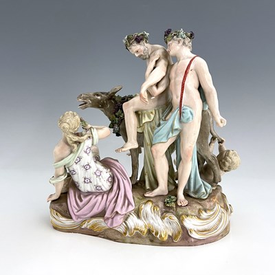 Lot 818 - A Meissen group of Bacchic figures, circa 1880,...