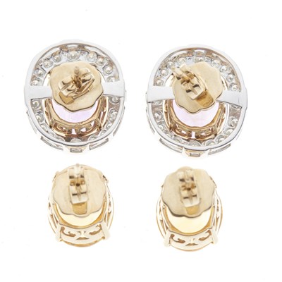 Lot 154 - A pair of gold amethyst, citrine and diamond cluster stud earrings