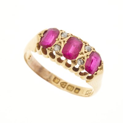 Lot 108 - An Edwardian 18ct gold ruby and diamond dress ring