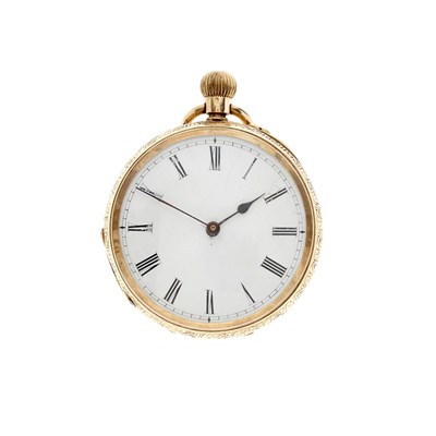Lot 221 - A late 19th century 14ct gold engraved pocket watch