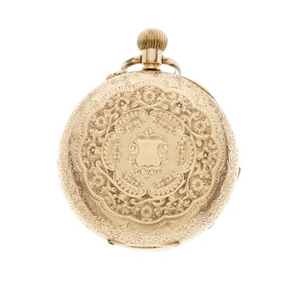 Lot 221 - A late 19th century 14ct gold engraved pocket watch