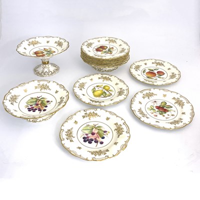 Lot 899 - A Minton fruit painted dessert service,...