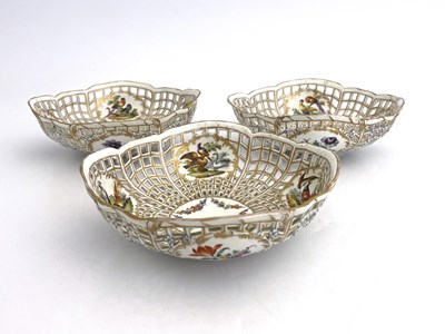 Lot 792 - Three Berlin porcelain reticulated baskets,...