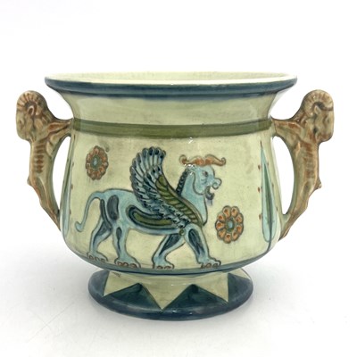 Lot 891 - A Sylvac revivalist Assyrian twin handled vase,...