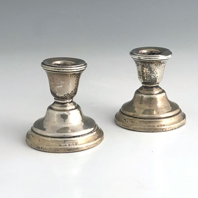 Lot 395 - Pair of George VI silver loaded dwarf...