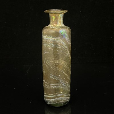 Lot 649 - A Roman style iridescent glass scent bottle,...