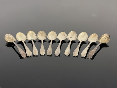 Lot 288 - Ten hallmarked silver tablespoons, to include...