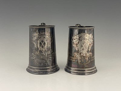 Lot 2 - Two Victorian plated rowing prize tankards for...