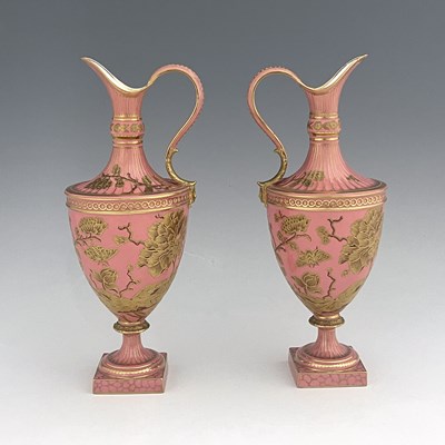 Lot 931 - A pair of Royal Crown Derby pink ground and...