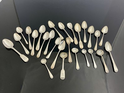 Lot 444 - A group of hallmarked silver teaspoons, to...