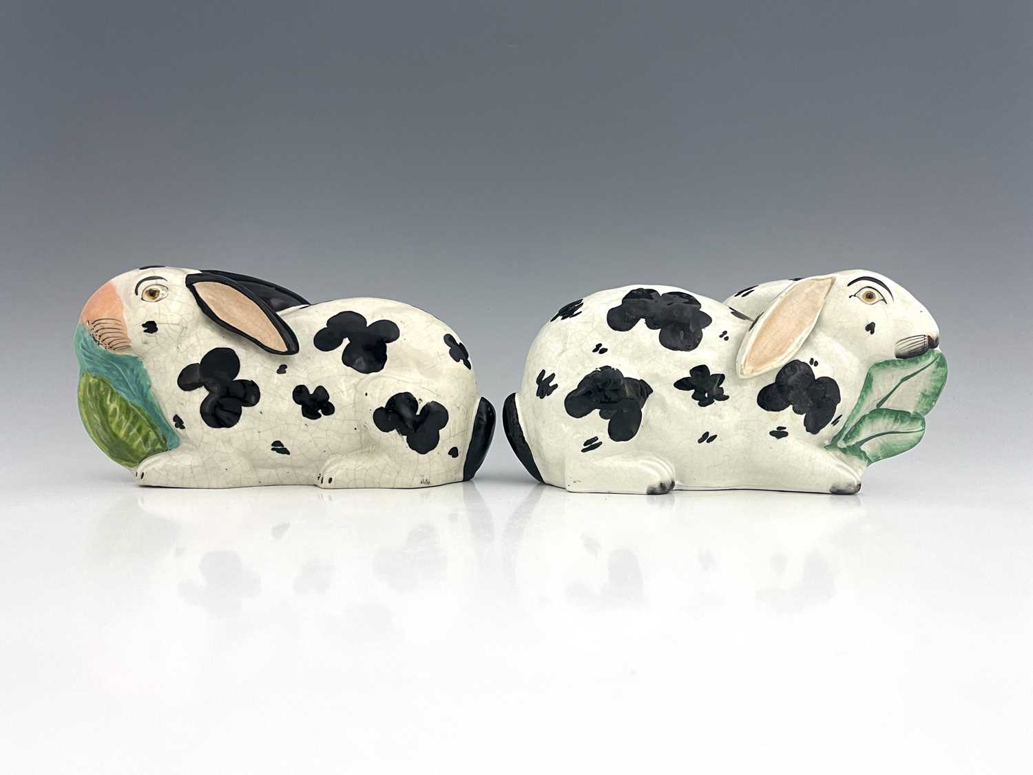 Lot 1087 - Staffordshire pottery rabbits, circa 1855,